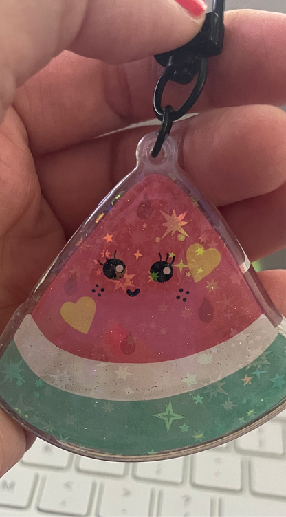 Happy Watermelon Holographic Stars Keychain